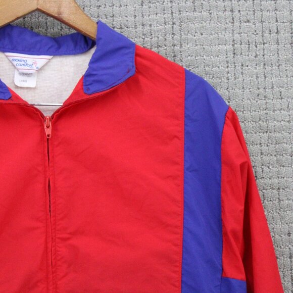Moving Comfort Jacket Mens Large L Red & Blue Full Zip Retro Vintage 80s - Picture 2 of 9